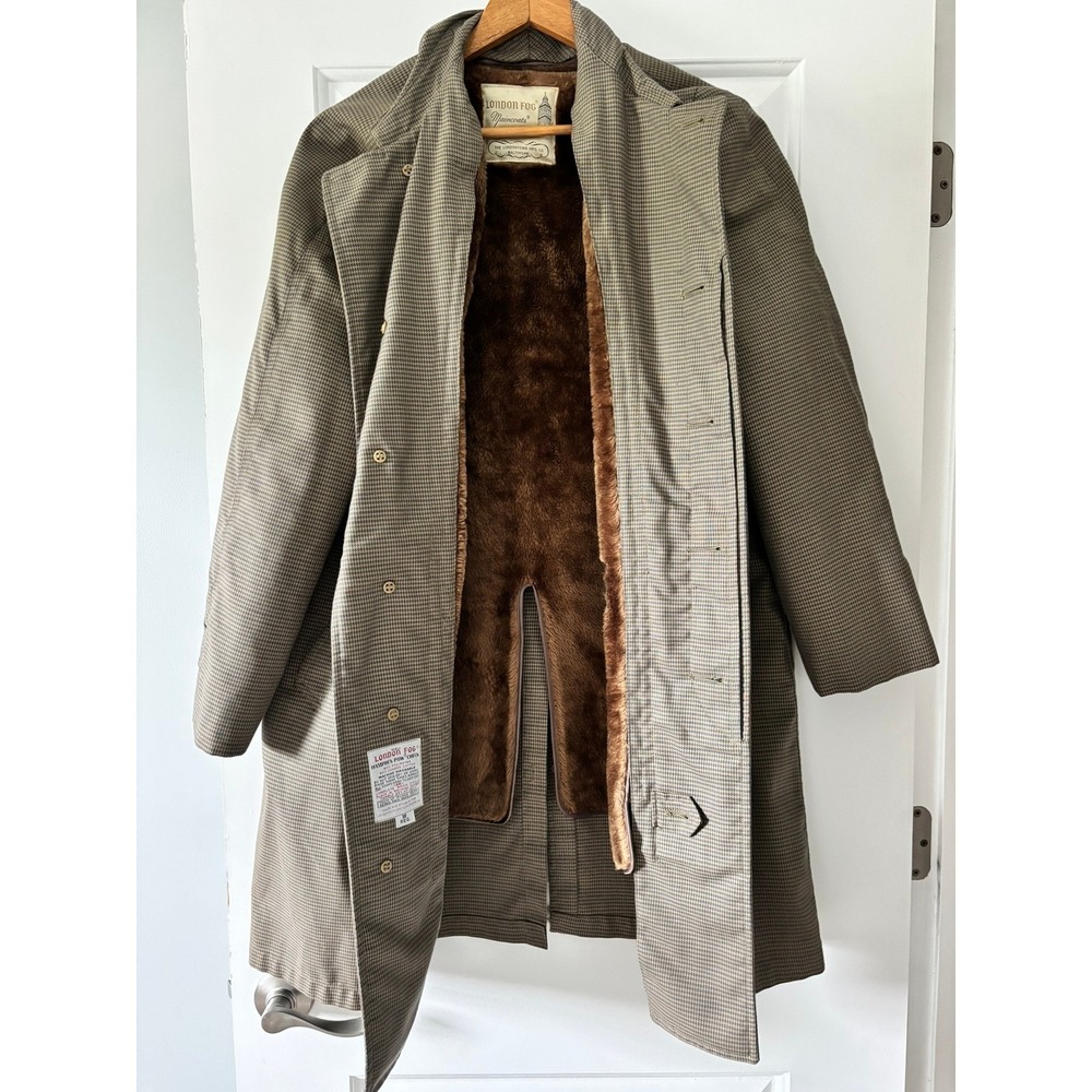 London Fog Trench Coat Mens 38R Removable Lining Vintage Overcoat Made in USA